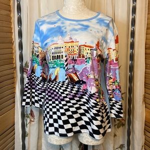 Haband 3/4 sleeve top. Sparkling, size: L, multi color